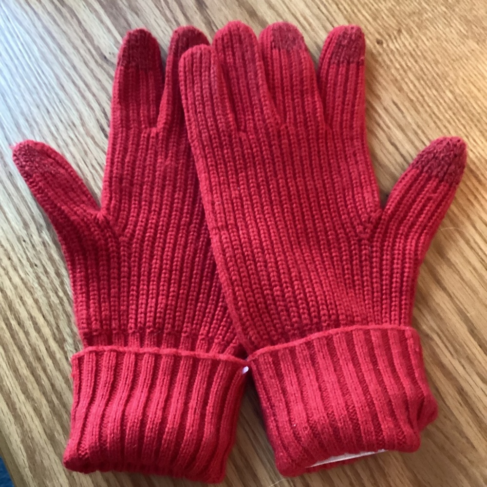J. Crew Red Rib Knit Gloves